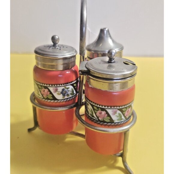 Art Deco Newport Pottery Cruet Set on silver plated EPNS stamped stand 1930's - Picture 4 of 11
